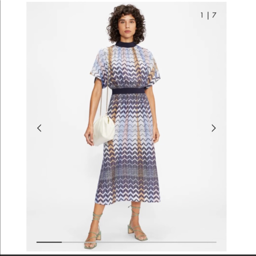 NWT TED BAKER Samii Geo Printed Rib Detail Midi Dress - Picture 2 of 16